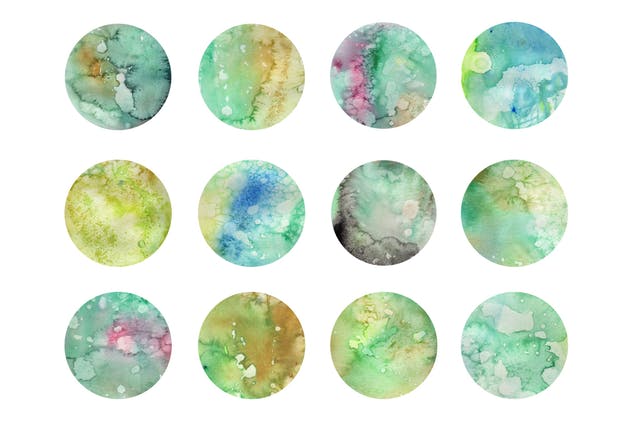 绿色水彩背景纹理素材 Green Textured Watercolors插图(1)