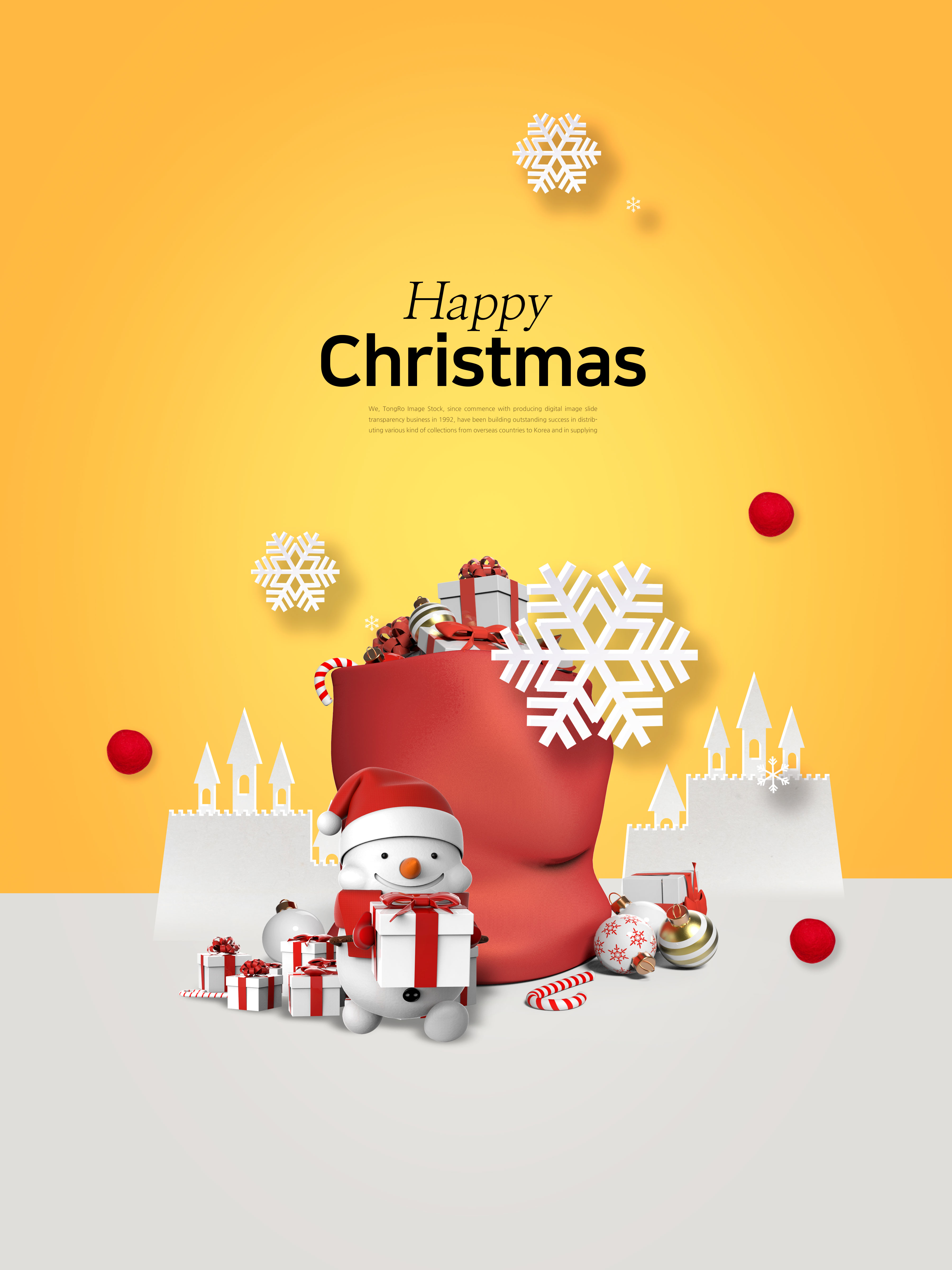 可爱雪人送礼主题圣诞活动海报psd素材插图