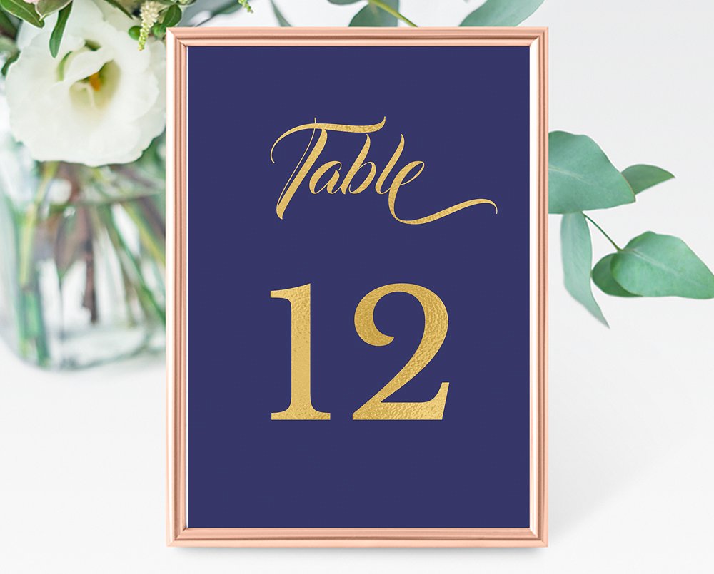 现代风格金蓝配色婚礼邀请函模板集 Modern gold blue calligraphy invites插图(3)