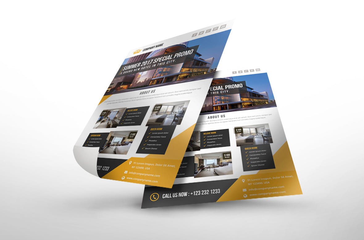 高端酒店预订海报传单设计模板 flyer corporate插图(2)