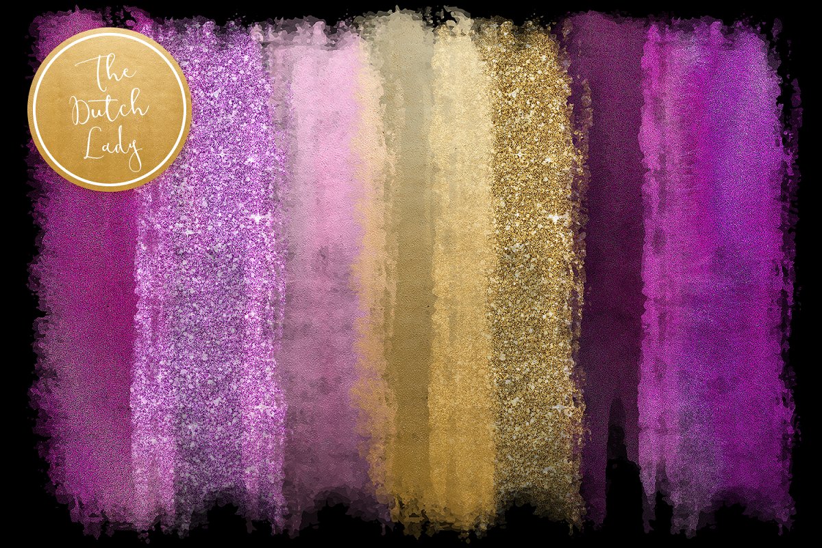 画笔描边闪光粉末效果垂直剪贴画插图(1)