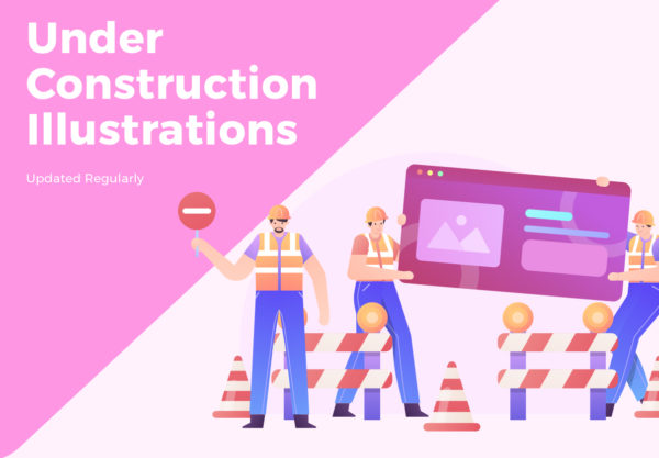 素材库下午茶：建筑建设施工场景矢量插画设计素材