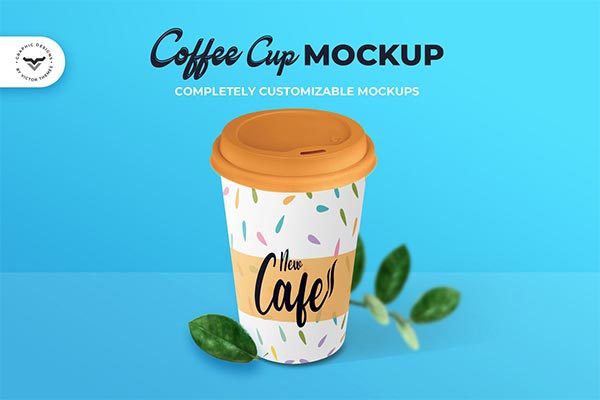 简约时尚清新好用的咖啡杯纸杯包装设计VI样机展示模型mockups，