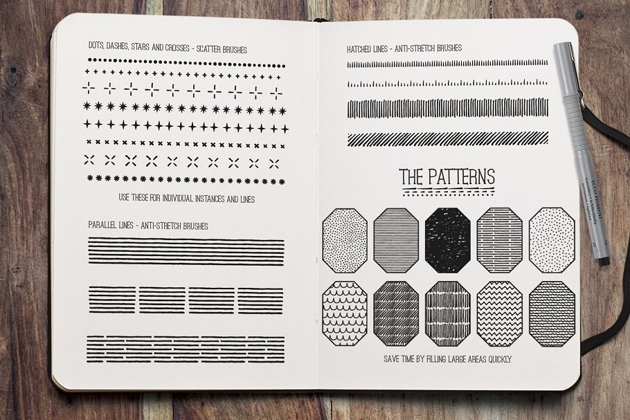 点与线的奥妙AI笔刷&纹理 Fine Liner Brushes & Patterns插图(6)