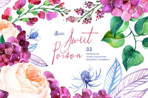 甜蜜的毒药-水彩花卉素材集 Sweet Poison. Floral collection