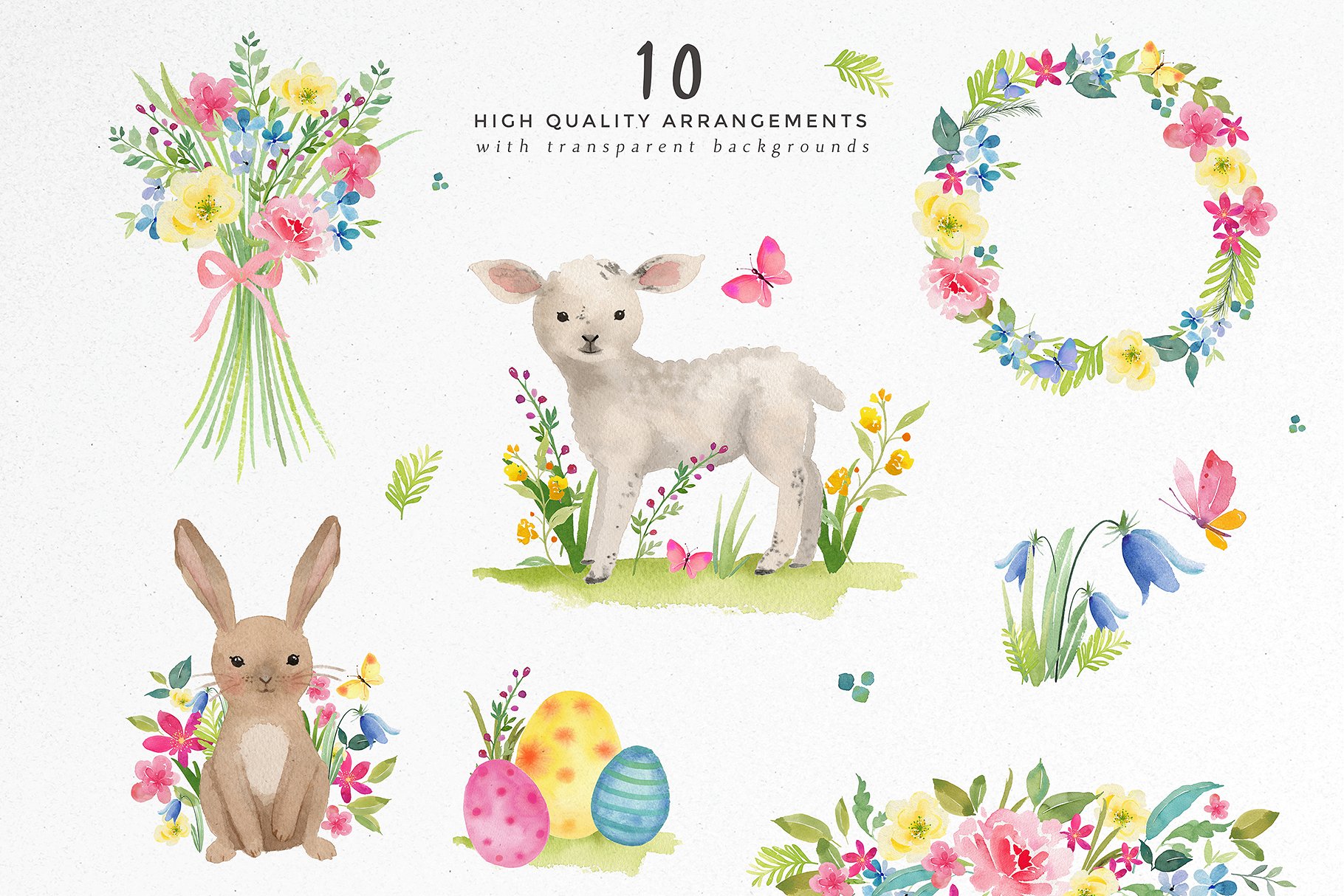 春天的大自然水彩剪贴画合集 Clipart Set – Spring Meadow插图(2)