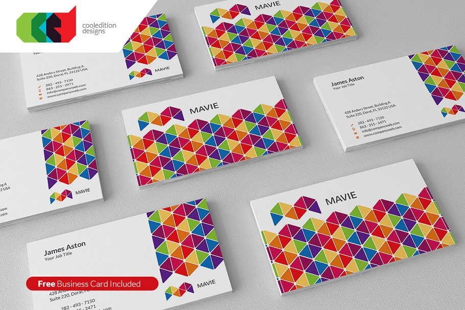 多彩三角形组合图形Logo模板 Mavie – Logo Template + Free BC插图(2)