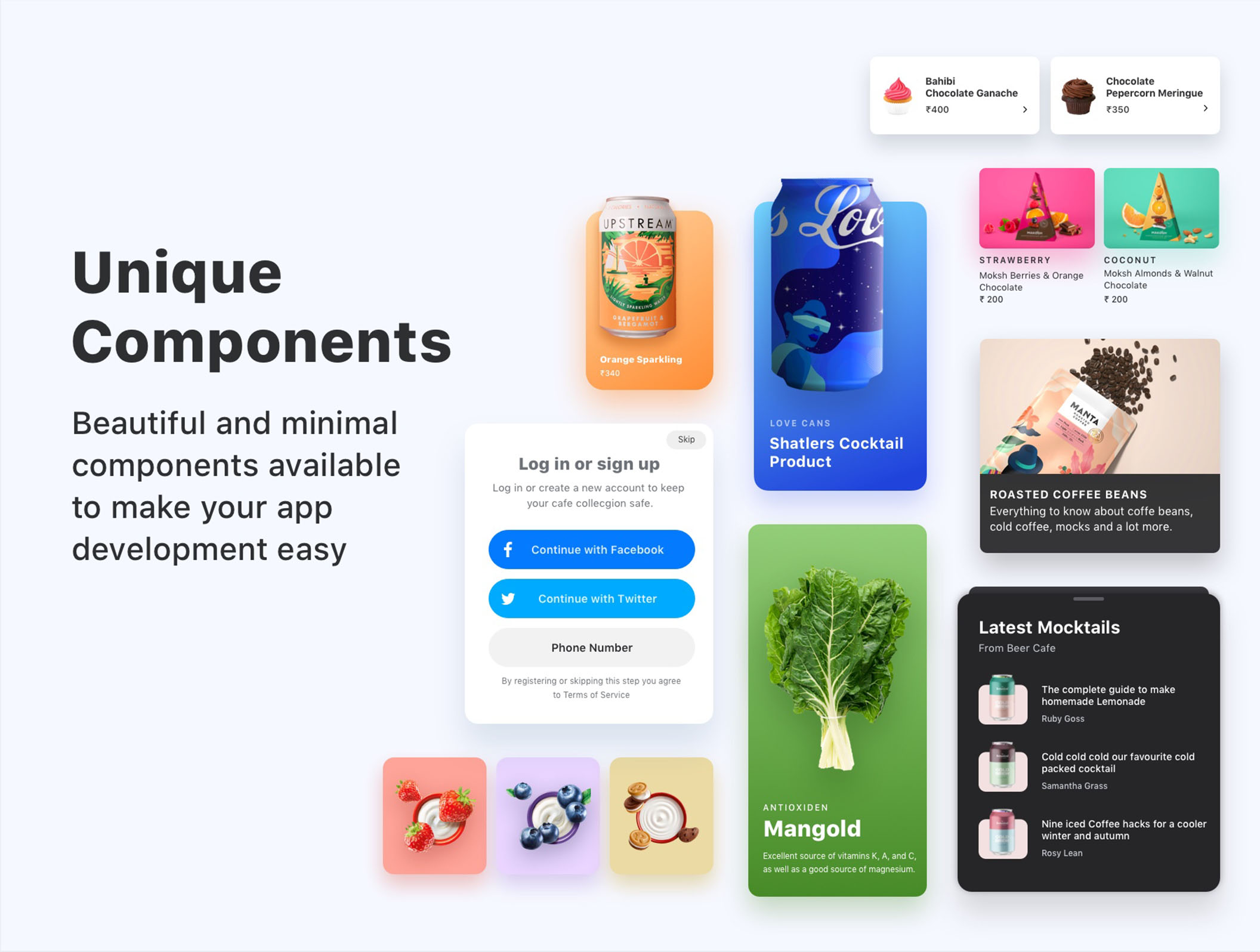 素材库下午茶：新鲜食品订购应用程序APP UI设计SKETCH模板插图(4)