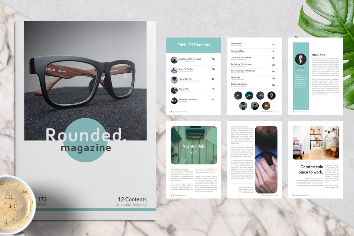多用途杂志/画册/企业内宣INDD设计模板 Rounded Magazine插图