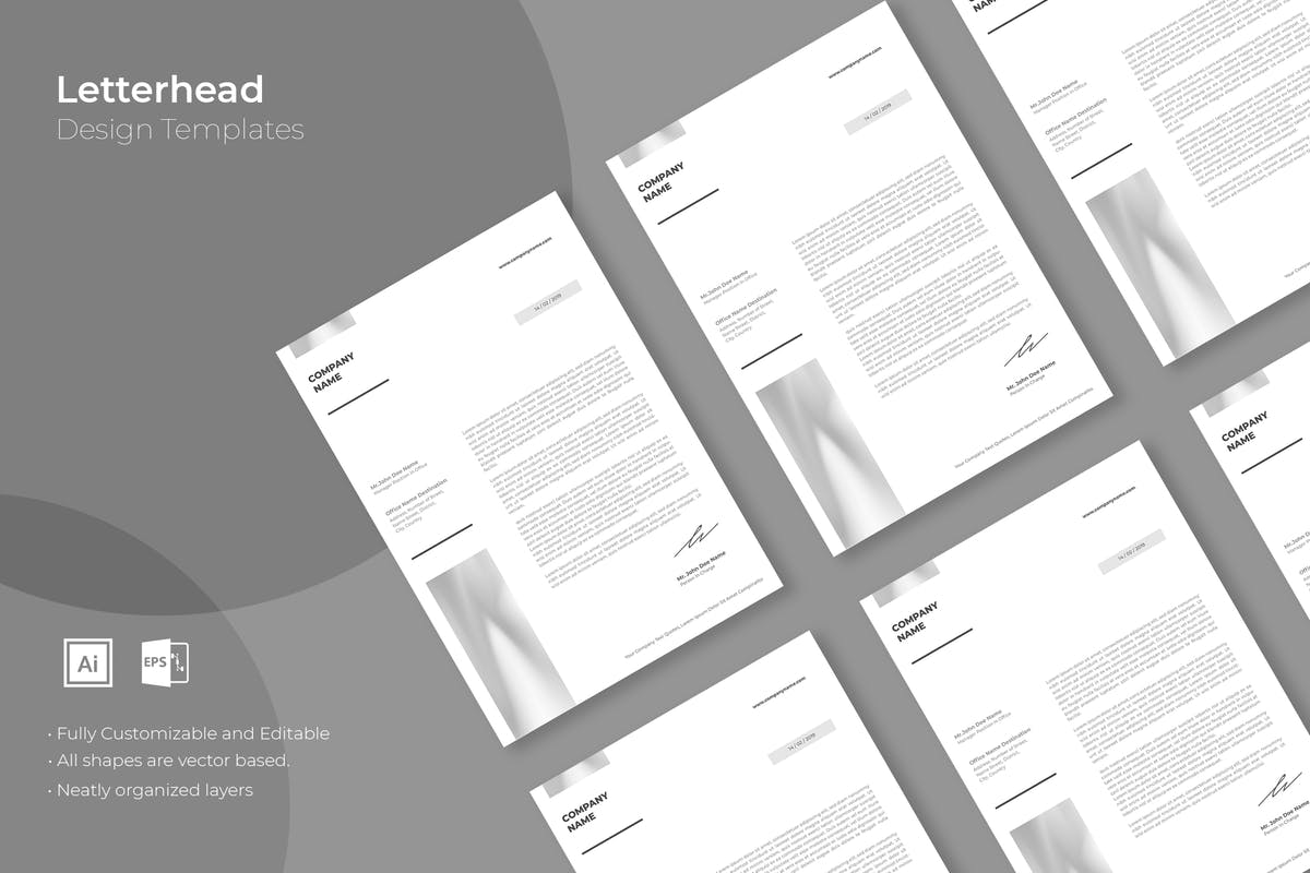 企业品牌VI设计信笺/信头版式模板v44 SRTP- Letterhead Design.44插图