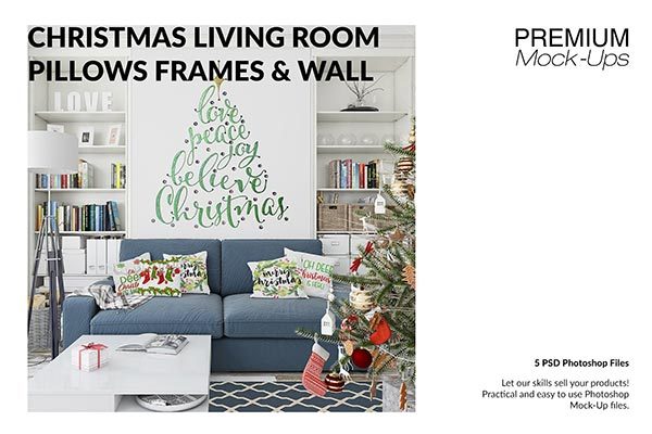 圣诞节客厅装饰展示样机套装 Christmas Living Room Set [psd,jpg]