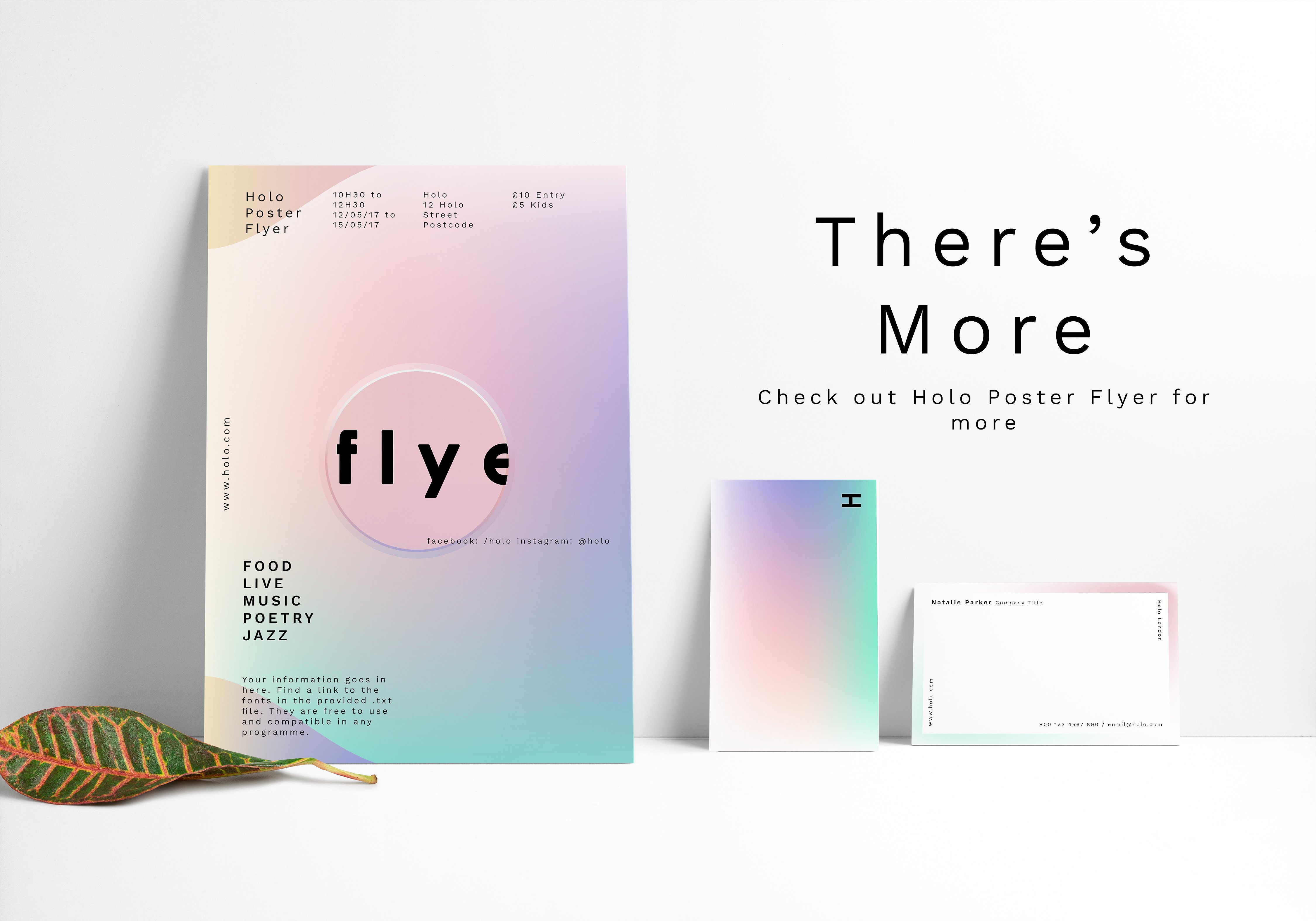 优雅时尚的高端全息渐变色彩名片设计模板插图(3)