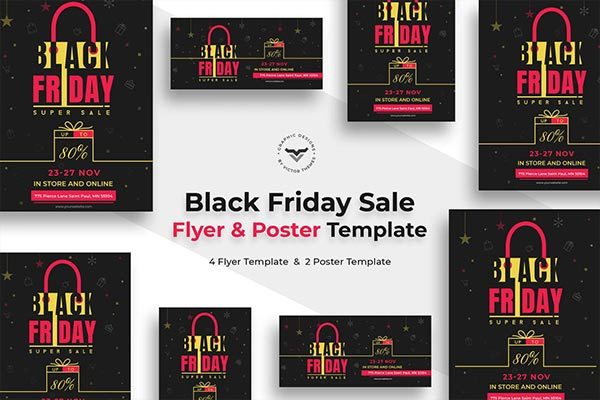 时尚黑金质感的黑色星期五海报banner设计模板