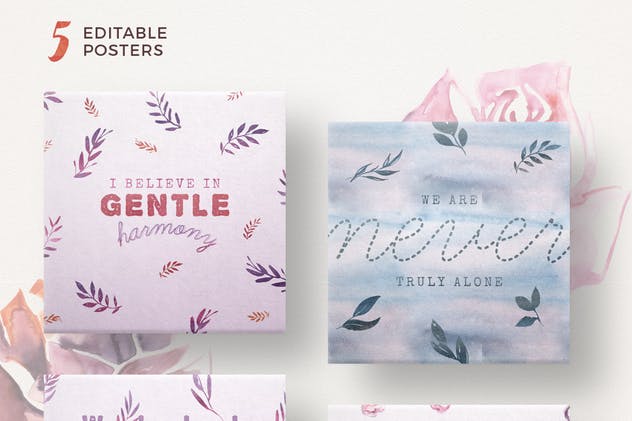 水彩手工设计花卉图案合集 Watercolor Handmade Design Bundle插图(7)