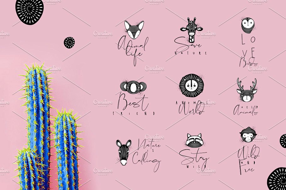 动物工艺装饰图案插画 Graphic Animals插图(4)