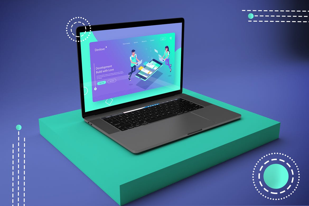 抽象背景Macbook Pro笔记本电脑素材库精选样机模板v2 Abstract Macbook Pro Mockup V.2插图(3)