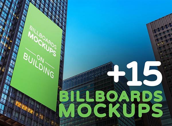建筑物的广告牌样机展示模型mockups