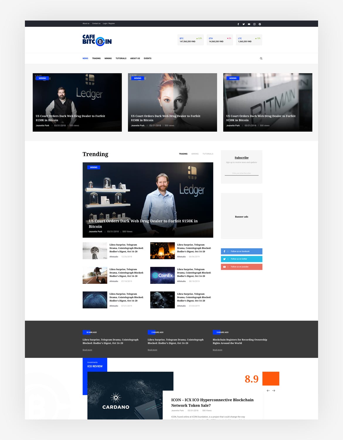 加密货币比特币主题杂志博客设计SKETCH模板 Crypto, Bitcoin Blog & Magazine Sketch Template插图(1)