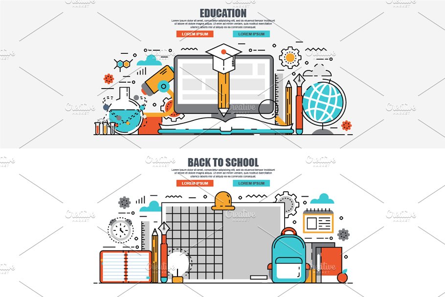 电子商务扁平概念矢量设计模板 Flat Line Color Concepts插图(7)