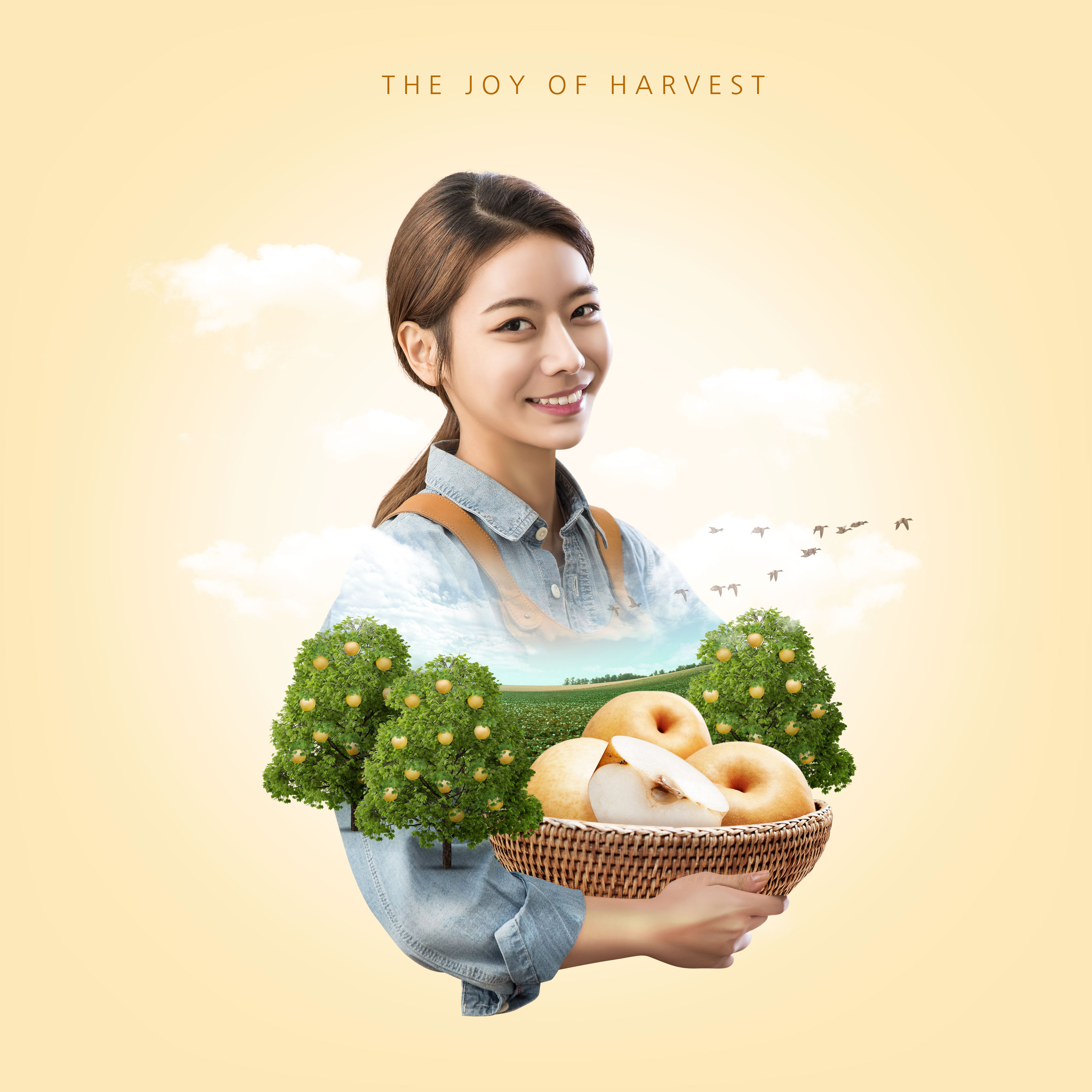 收获的喜悦农场生活主题方形海报psd模板插图(1)