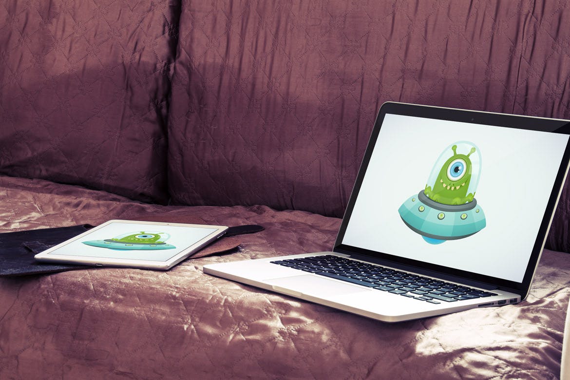 奢华酒店场景笔记本电脑&平板电脑屏幕预览素材库精选样机v2 5 Laptop and tablet mock-ups in hotel Vol. 2插图(2)