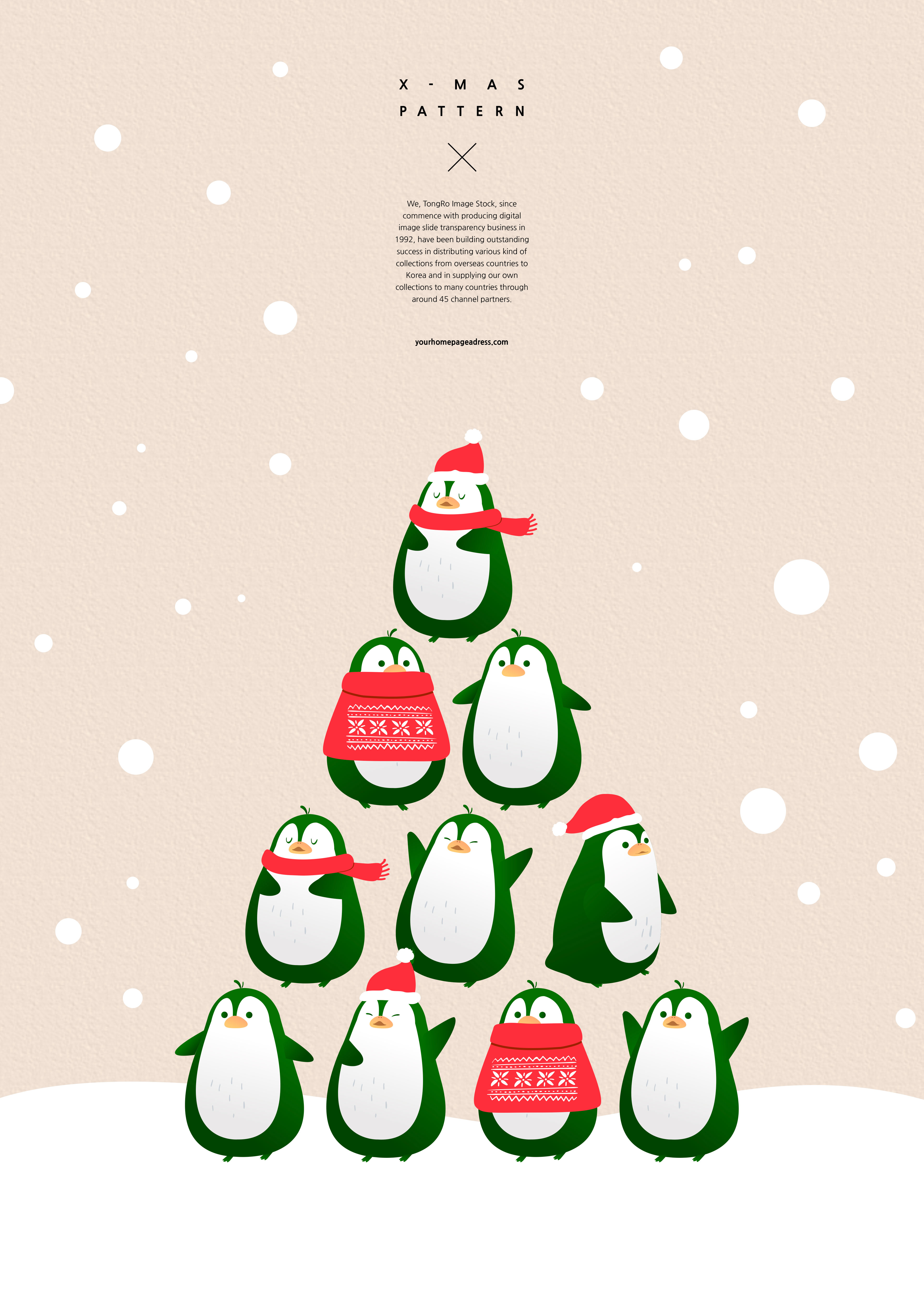 创意企鹅圣诞树背景图案设计素材[PSD]插图