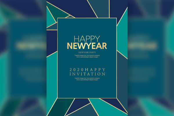 几何图形背景新年派对活动邀请传单/海报PSD素材素材库精选psd模板