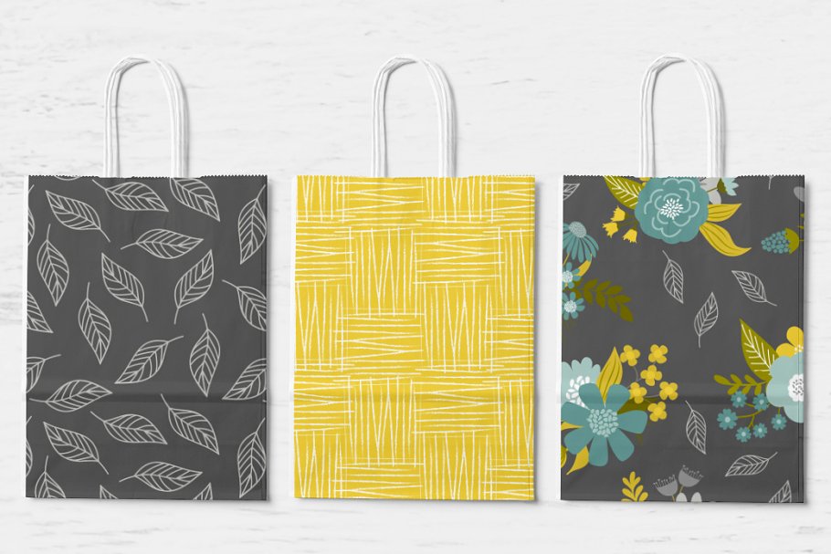 芥末色&灰色纹理 Teal Mustard & Grey Patterns插图(3)