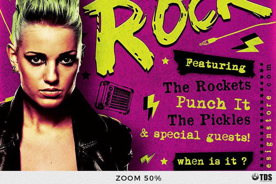 重金属摇滚音乐海报传单PSD模板V.2 Hard Rock Flyer PSD V2插图(7)