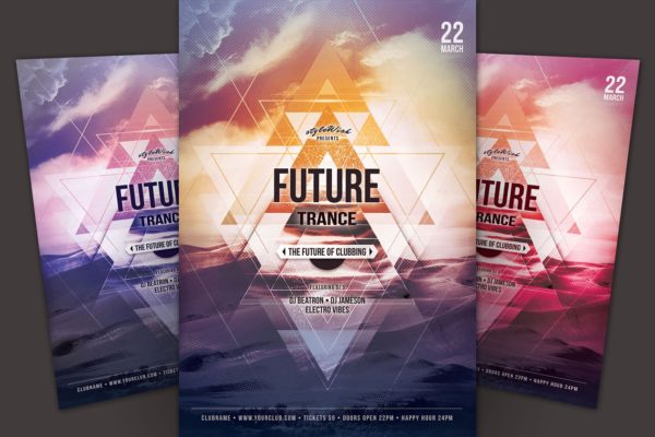 DJ音乐派对传单模板 Future Trance Flyer Template