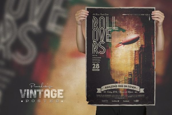 复古创意做旧污迹海报设计图片 Vintage Poster / Flyer – 1