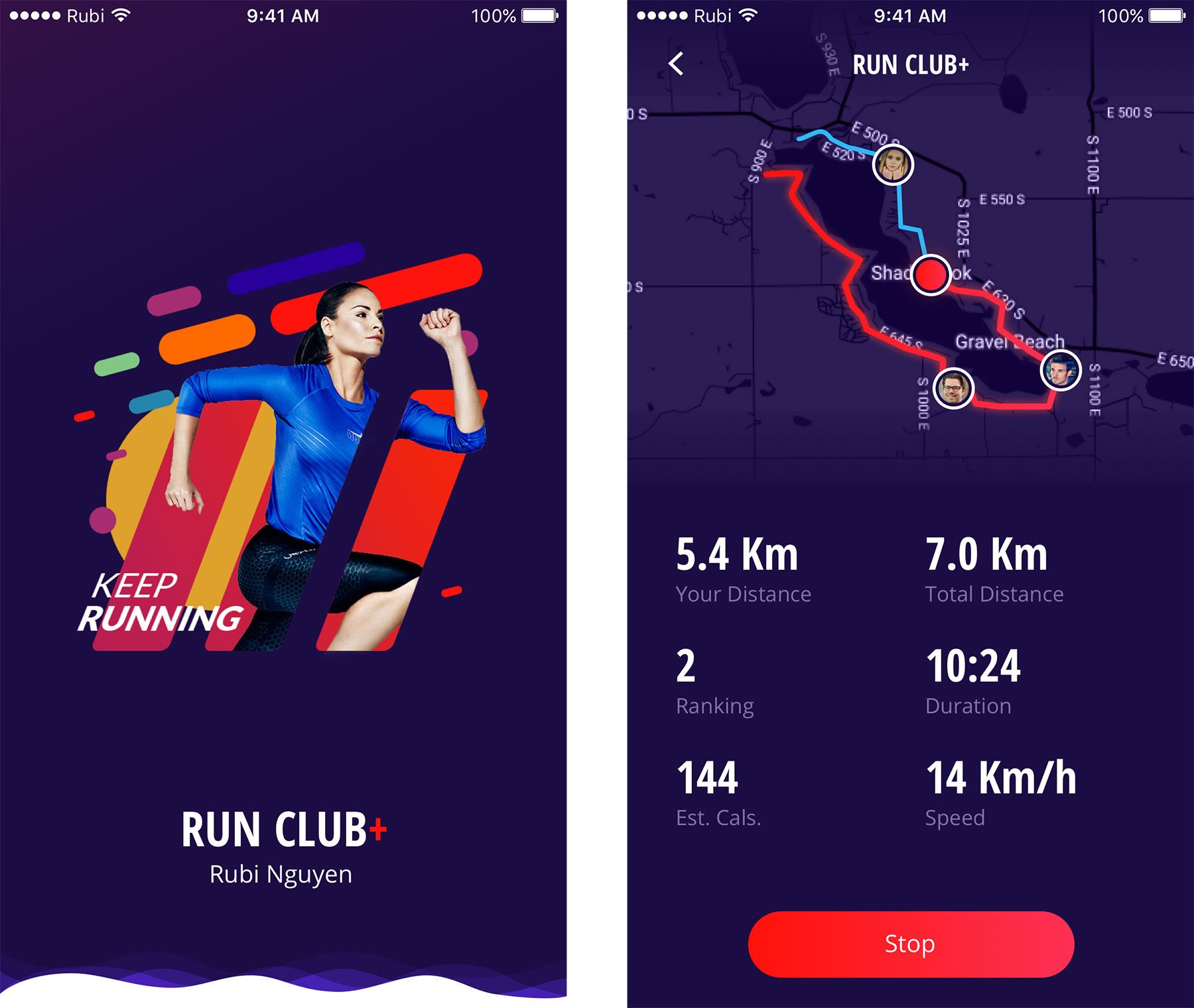 Run Club + 运动应用界面