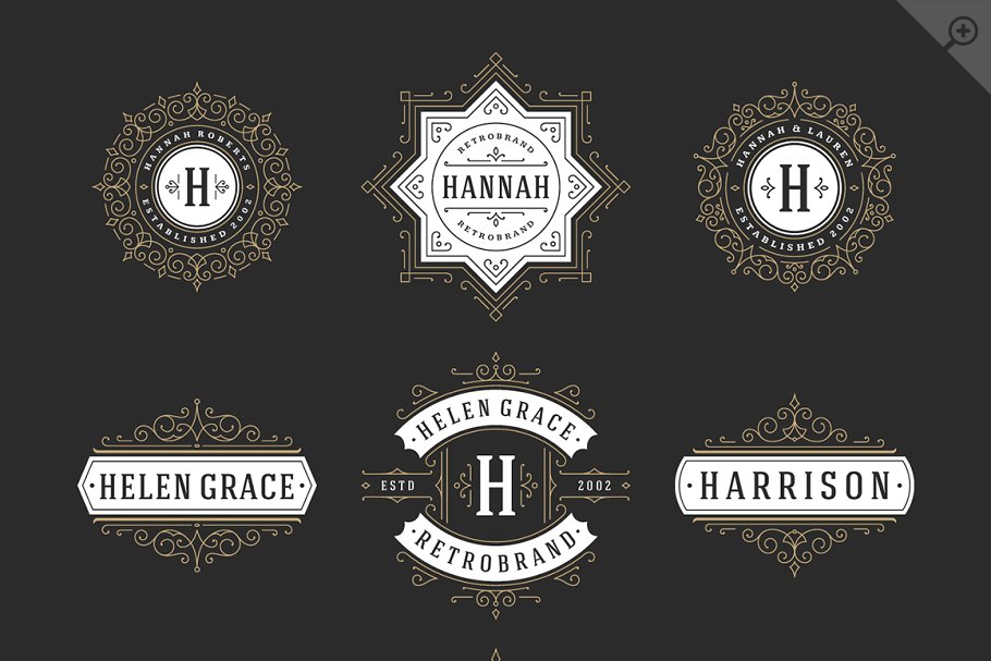 250个复古装饰风格Logo模板 250 ornaments logos & monograms插图(8)