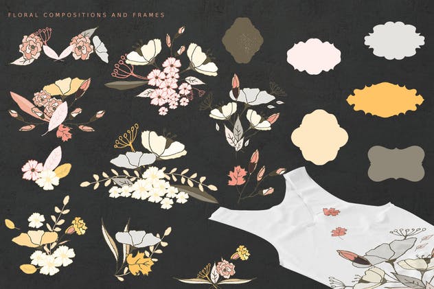 手绘花卉剪贴画图案纹理 Hand Made Flowers插图(2)