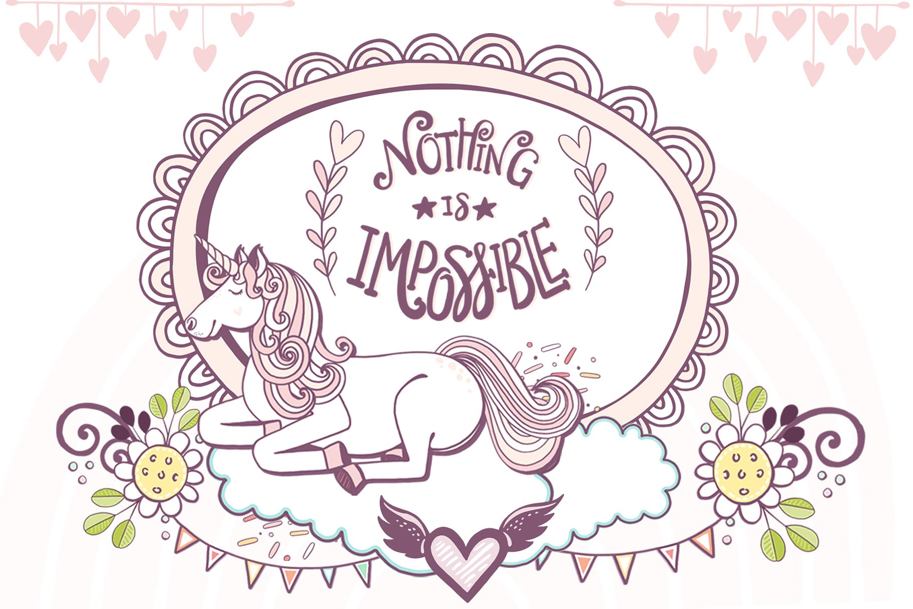 彩虹与独角兽梦幻世界插画元素 Rainbows & Unicorns插图(3)