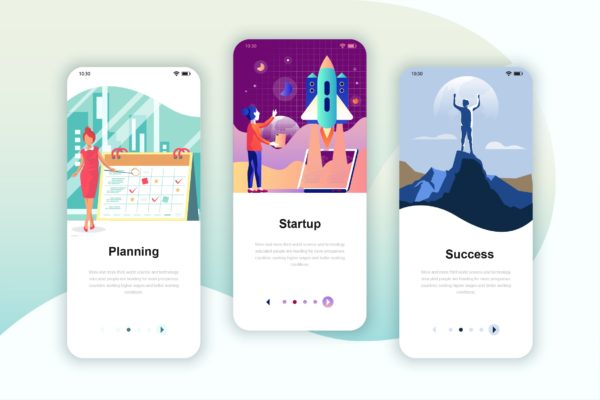计划/启动/成功主题素材库精选概念插画APP引导页设计模板 Instagram Stories Onboarding Screens Mobile App