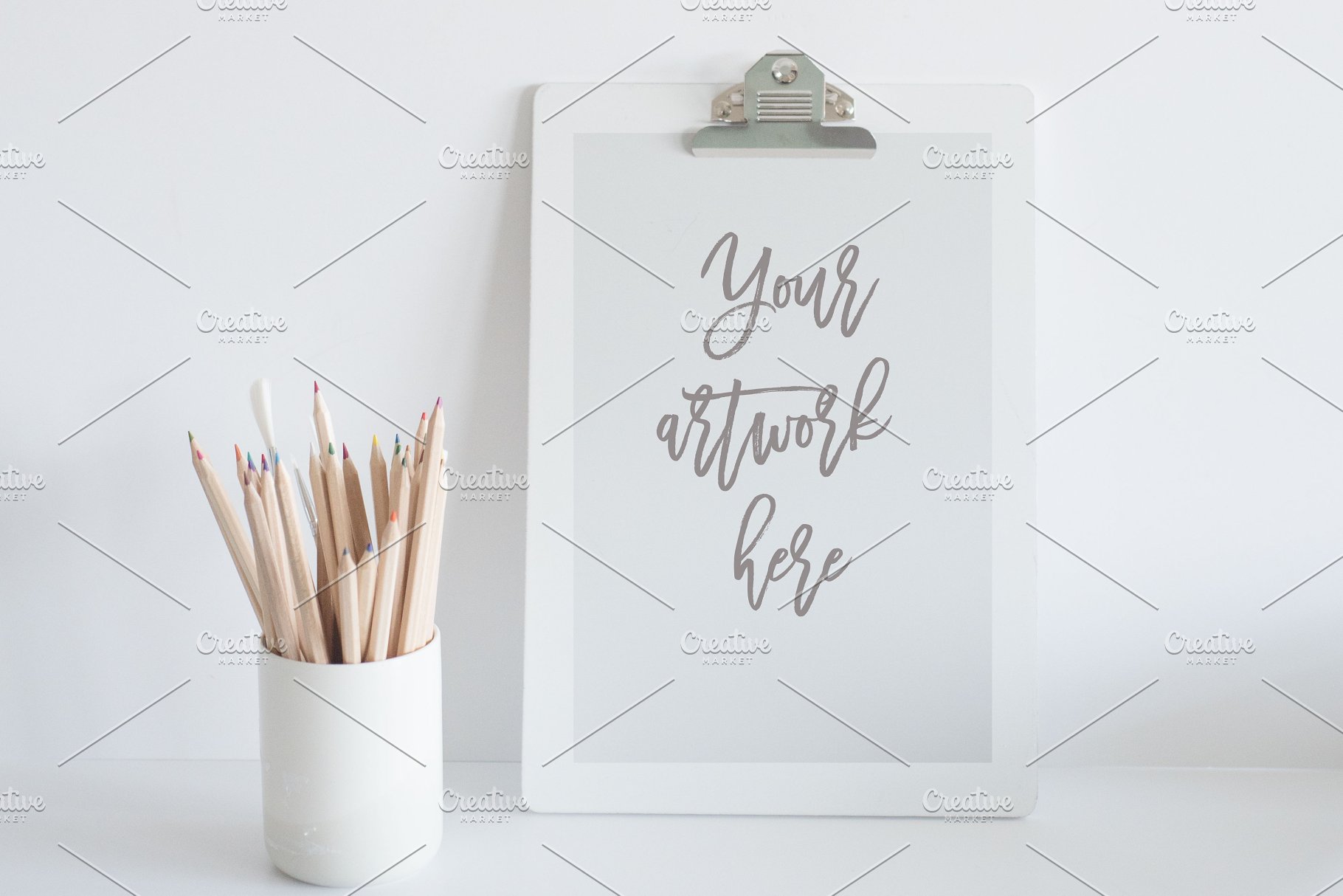 办公文具剪贴板样机 Clipboard Mockup | Square Format插图(1)