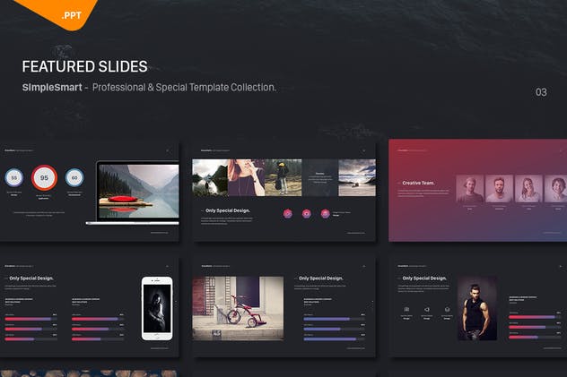 图表图形信息图表设计风格PPT模板 Gravidient Powerpoint Simply Theme插图(4)
