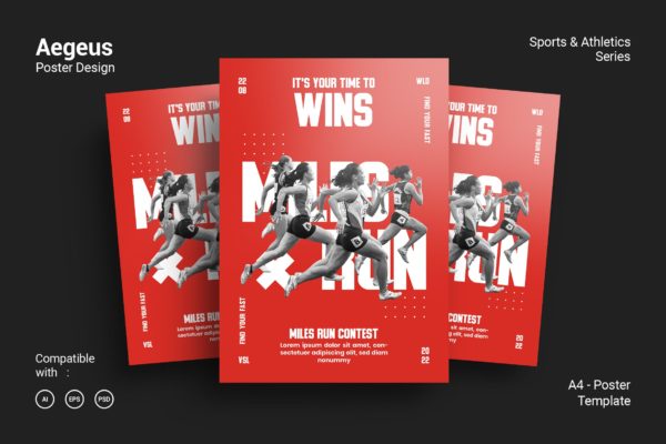 跑步运动海报PSD素材素材库精选模板 Aegeus Poster Design