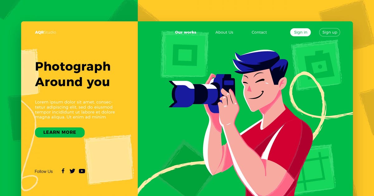 摄影师概念插画网站Banner&着陆页模板 Photographer – Banner & Landing Page插图