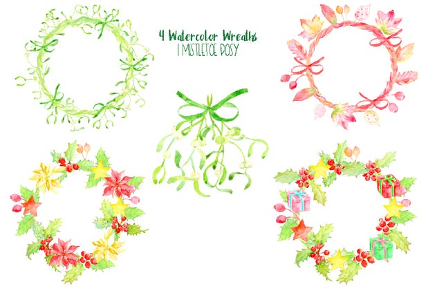 水彩圣诞节主题剪贴画合集 Watercolor Christmas Bundle插图(3)