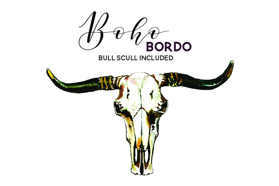 波希米亚式&波尔多水彩花卉剪贴画 Boho Bordo Watercolor Flowers插图(11)