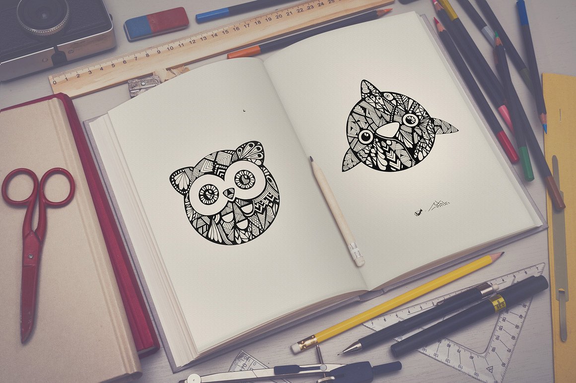 写生素描绘画作品展示样机 Sketchbook mock up set插图(2)