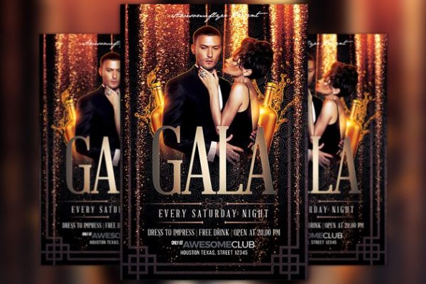 性感派对女郎舞会活动宣传单模板 Gala Flyer Template