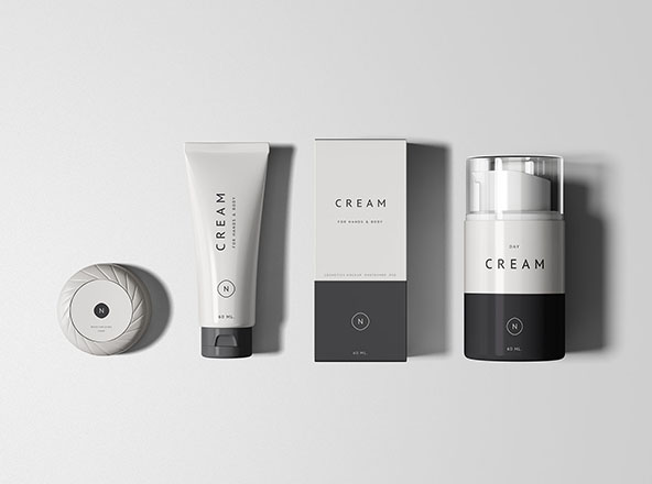 化妆品护肤品常见包装外观设计样机套装 Essential Cosmetics Packaging Set Mockup