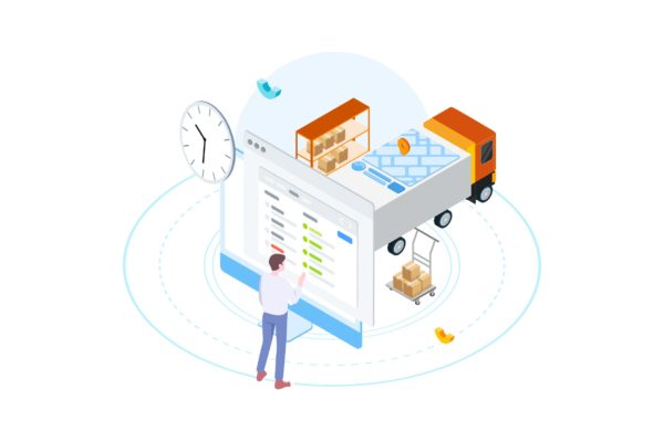 货物仓储管理物联网场景等距概念插画 Goods Management by Finance Isometric – FV