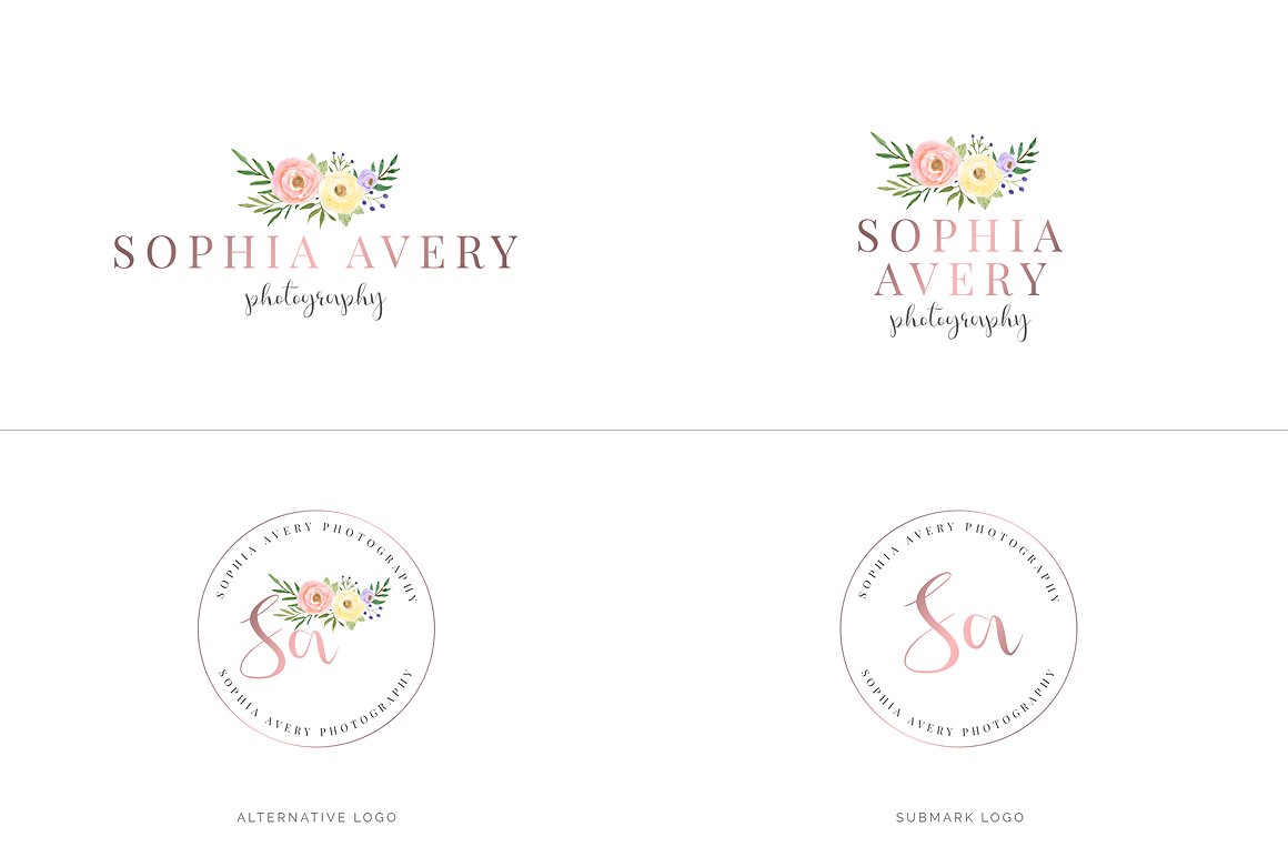 超级水彩风 Logo 设计素材包 Watercolor Premade Branding Logo Kit [模板、纹理&元素]插图(48)