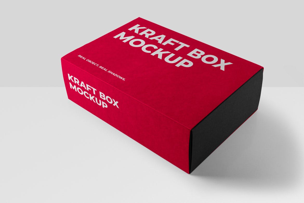 矩形抽屉式牛皮纸盒纸箱外观设计样机模板 Rectangular Drawer Kraft Box插图(1)