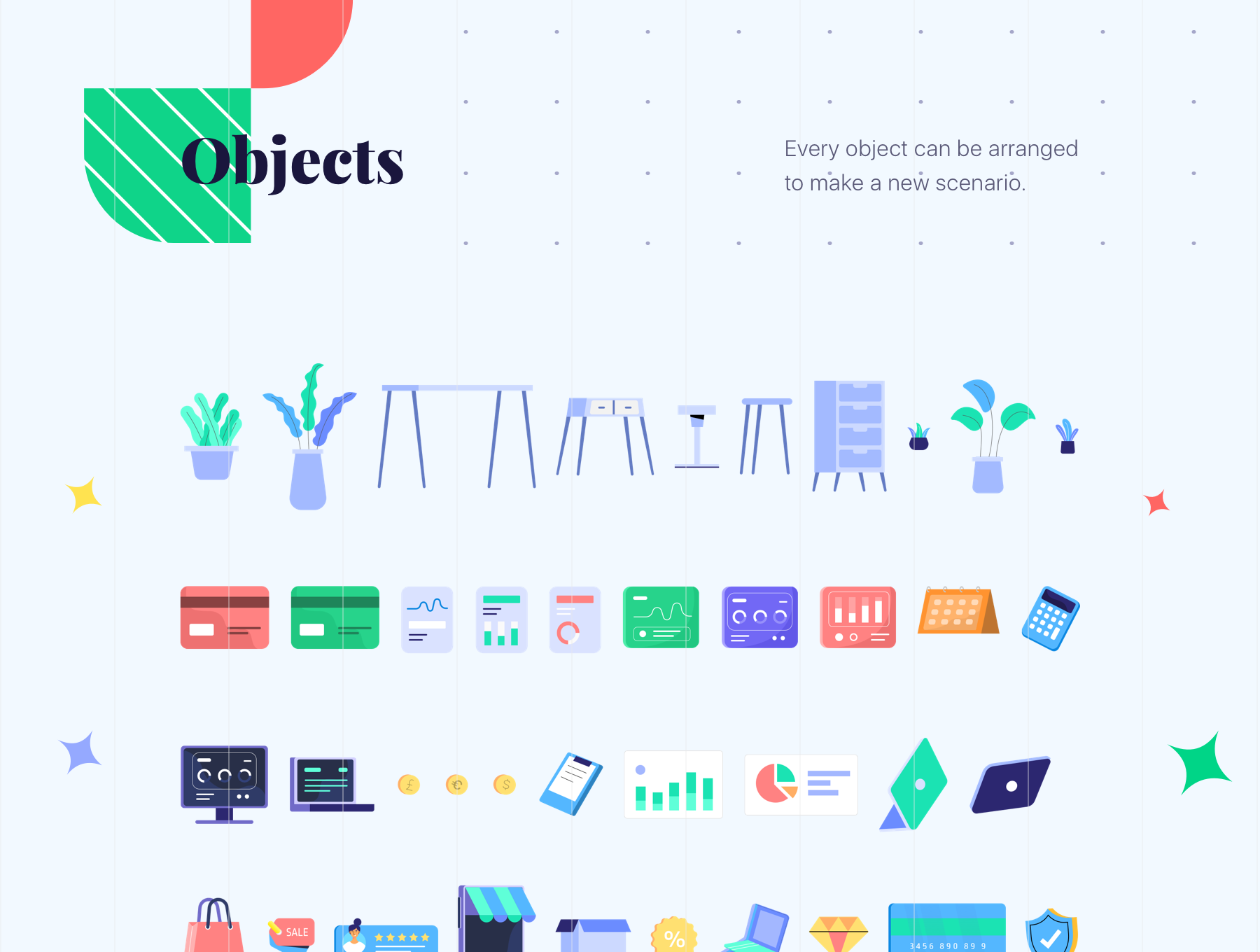 素材库下午茶：商业场景网站设计插画素材插图(2)