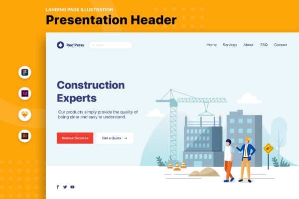 房地产网站矢量素材库精选概念插画素材v4 RealPress – Web Header Template